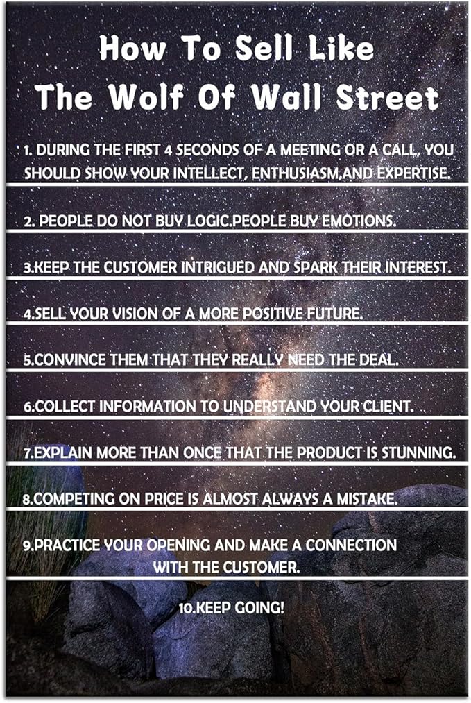 Inspirational Canvas Wall Art Motivational Poster Print Entrepreneur Quotes The Wolf Of Street Picture Painting Wall Decor Artwork for Modern Home Living Room Office Ready to Hang [24''Wx36''H]