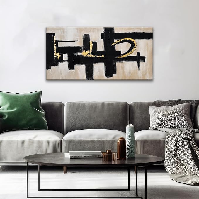 QSQ Black Abstract Wall Art Minimalist Canvas Art Wall Decor Paintings Artwork For Walls Modern Abstract Art Prints Picture For Bedroom Hallway Office Home Wall Decor 20" W x 40" L