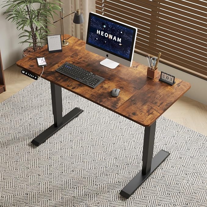48 Inch Electric Standing Desk with USB Charging Port, Height Adjustable Sit Stand Desk with Memory Presets, Spacious Desktop and Sturdy Metal Frame for Home Office