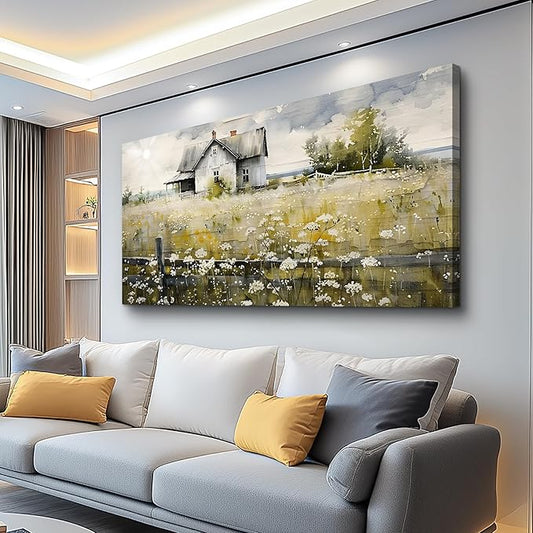 FUHAIHUA Canvas Wall Art For Living Room Large Wall Decor For Office Bedroom Wall Decor Art Watercolor Pictures Rural Landscape Paintings Mural Farmhouse Modern Wall Artwork Decorations 30x60 In