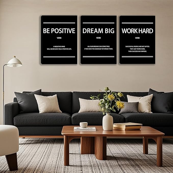 3 Panel Print Canvas Wall Art Motivational Office Wall Decor Painting Inspirational Posters Modern Inspiring Artwork for Home Living Room Bedroom Wall Decor Office Wall Art Ready to Hang - 60"Wx28"H