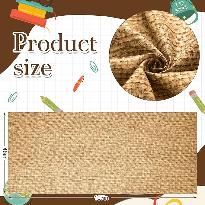 Bulletin Board Paper 48'' x 107'' Class Boards for Classroom Bulletin Boards Everyone is Welcome Classroom Board Decor Pillows Curtains Crafts(Burlap,1 Pc)