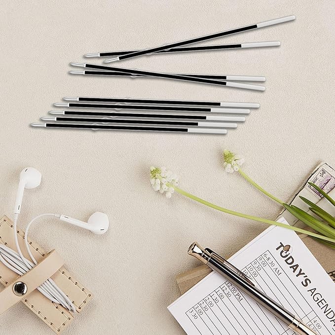 30 Piece Ballpoint Refills 1 mm Medium Point Tip Retractable Ballpoint Pen Refills for Journal Writing Office and School Supplies for Click Pens