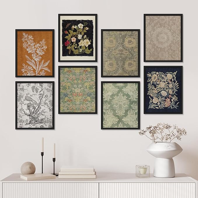 SIGNWIN Framed Poster Wall Art Set of Floral Botanical Flower Landscapes for Living Room, Bedroom, Office - 11"x14"x 8 Black