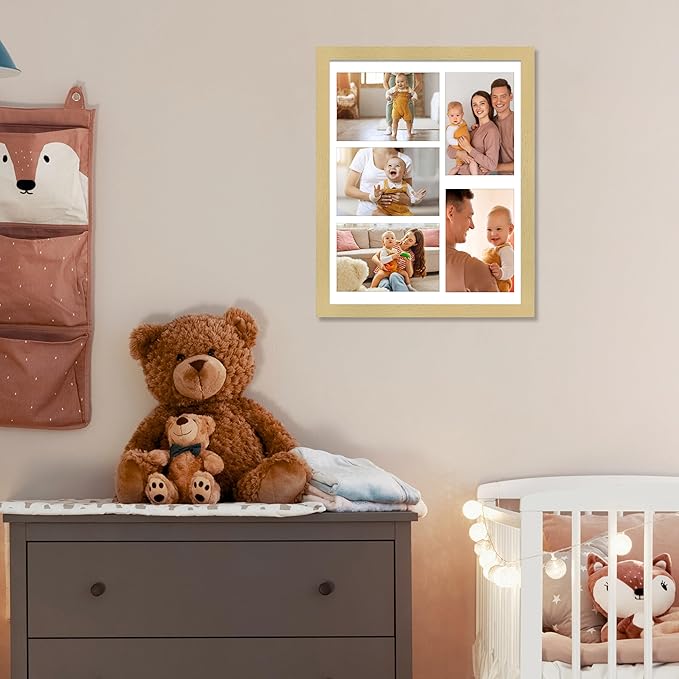 VIOLABBEY 11x14 Collage Picture Frame,Fits Five 4x6 Photos with Mat or One 11x14 Pictures without Mat for Wall or Tabletop,Picture Frames Collage Wall Decor, 4x6 Picture Frame Collage with Stand Gold