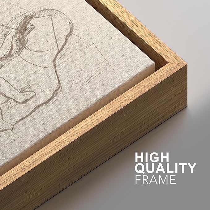 SIGNFORD Framed Wall Art Print Set Minimalist Figurative Line Drawing Modern Abstract Digital Art Modern Art Contemporary for Living Room, Bedroom, Office - 16"x24"x3 NATURAL