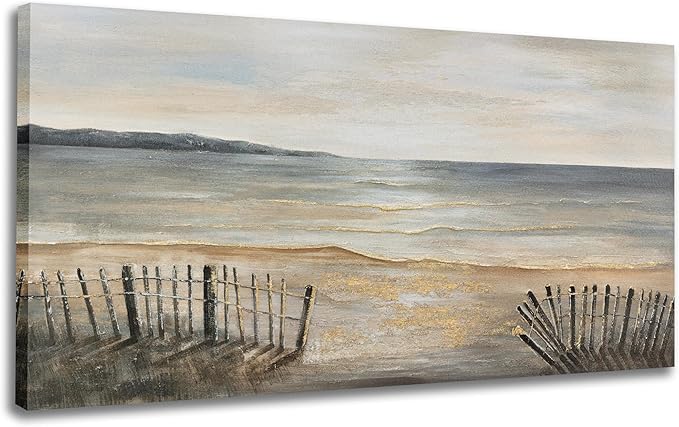 Yuaxker Ocean Large Wall Decor Grey and Gold Wall Art Modern Trendy Art Canvas Paintings Artwork for Living Room, Bedroom, Dining Room Office Decor 30x60 inch