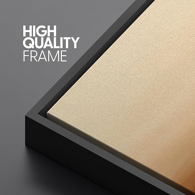 SIGNFORD Framed Canvas Print Wall Art Warm Horizon Gradient Abstract Landscape Illustrations Digital Art Modern Art Decorative Multicolor Rustic Minimal for Bedroom - 24"x36" BLACK