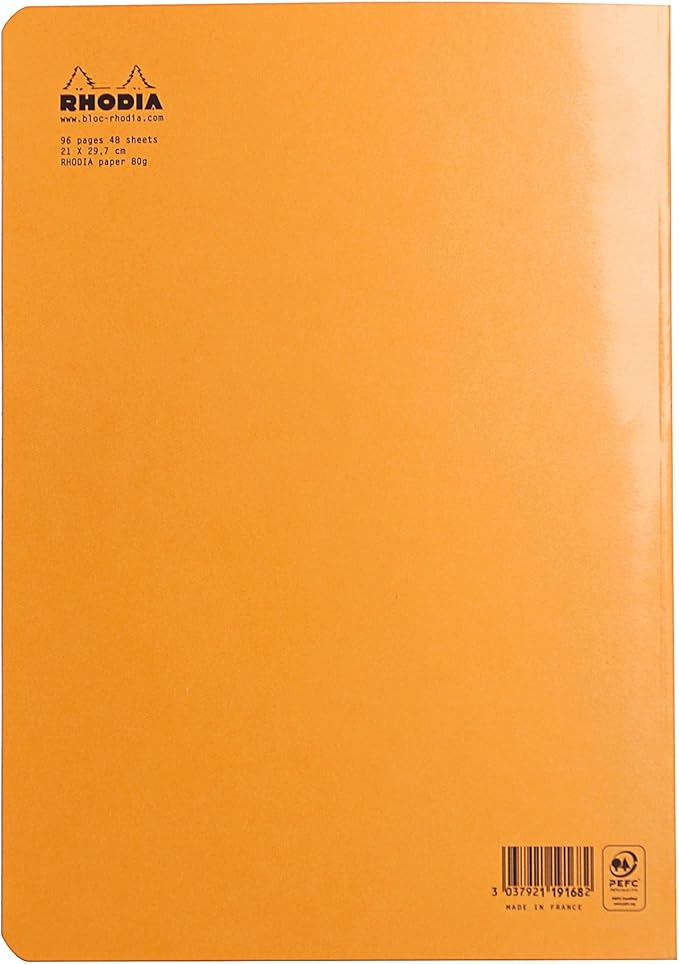 Rhodia Staplebound Orange Lined Notebook 8 1/4 X 11 ¾