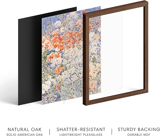 HAUS AND HUES Floral Art Wall Decor - Wildflowers Wall Art for Living Room, Floral Artwork for Bedroom Walls, Flower Painting for College Girls Dorm Room (Multicolored Flowers, Walnut Frame, 16x20)