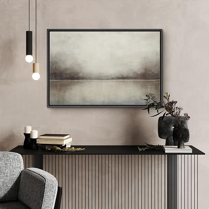 SIGNFORD Framed Canvas Print Wall Art Abstract Landscape Wilderness Impressionism Traditional Scenic for Living Room, Bedroom, Office - 24"x36" Black