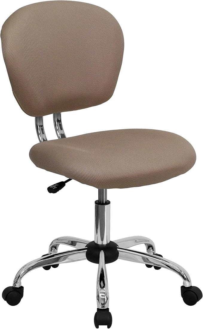 Flash Furniture Beverly Mid-Back Coffee Brown Mesh Padded Swivel Task Office Chair with Chrome Base