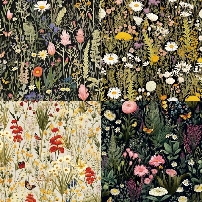 6x6 Inch Scrapbook Paper Pad-24 Single-Sided Sheets with 12 Unique Wildflower Designs-Perfect for Crafting, Card Making and DIY Projects