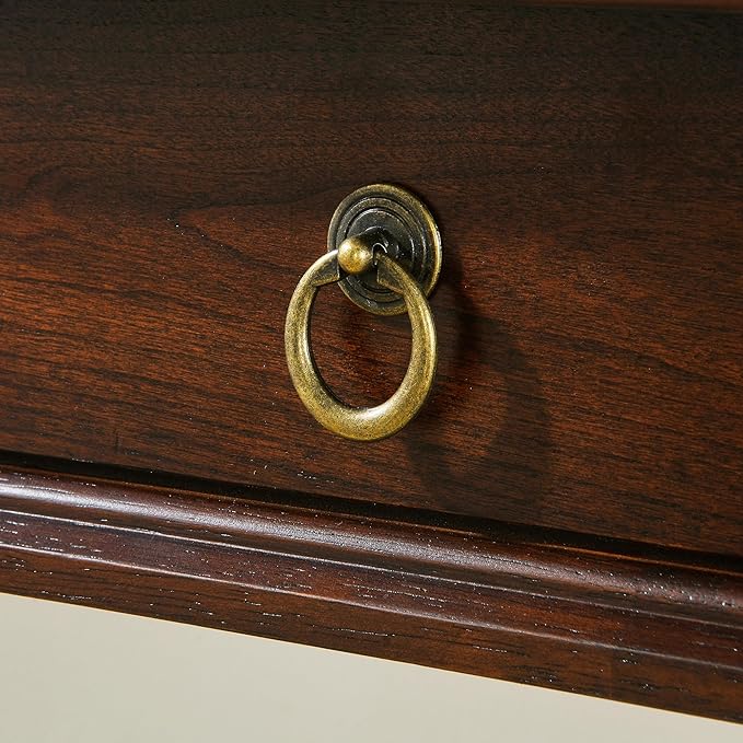 Computer Writing Desk with 2 Storage Drawers, 46"W French Provincial Corner Desk Table with Carved Legs, Solid Wood Large Vanity Dressing Desk, Home Office Table,Easy Assembly, Dark Cherry BSZ-D1258