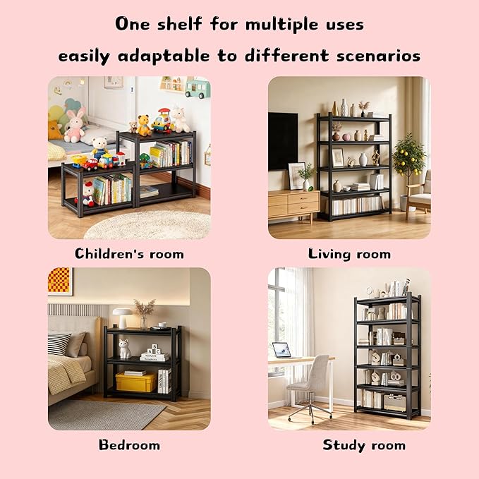 16" W*54" H Book Shelf，4 Tier Metal Narrow Bookshelf，Heavy Duty Book Shelfs，Adjustable Shelving Unit，Tall Bookcase，Industrial Bookshelf for Living Room，Bedroom，Office and Library