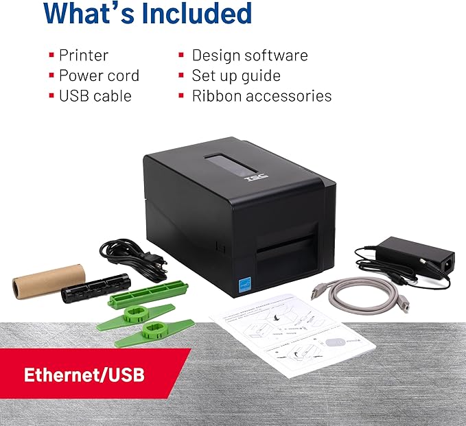 TSC TE210 Desktop Thermal Label Printer for Postage, Shipping Tags, Receipts, Barcodes, Retail, Small Business, School, Home Office, and Stickers, USB, Ethernet, Serial, 4 Inch Width
