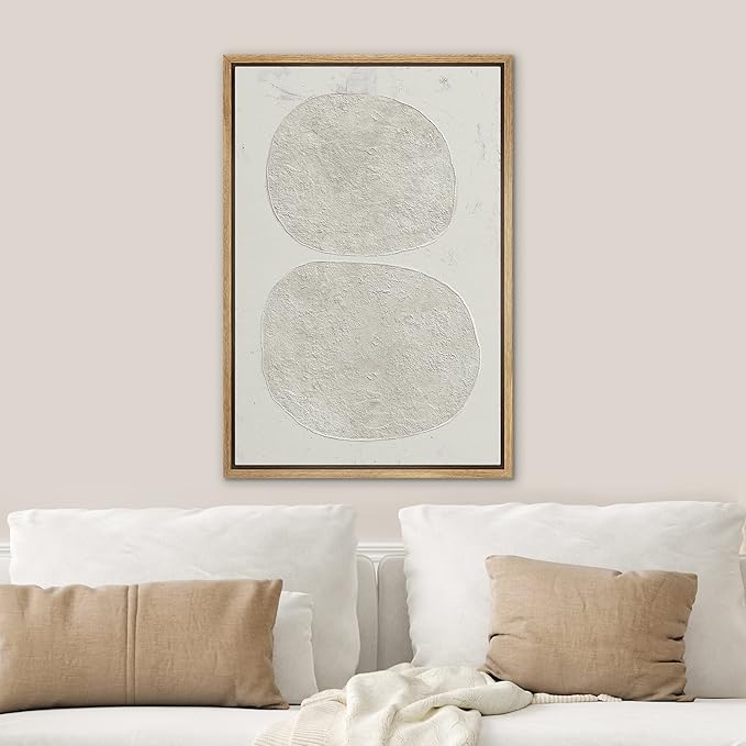 SIGNWIN Framed Canvas Print Wall Art Tan Pastel Polygon Duo Collage Abstract Shapes Illustrations Modern Art Nordic Zen Decorative Minimal Boho for Living Room, Bedroom, Office - 16"x24" Natural