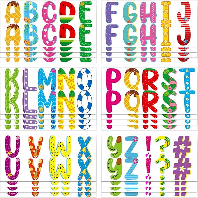 Colarr 232 Pcs 24 Sheets Large Letter Stickers Summer Letters for Bulletin Board 2.5 Inch Alphabet Self Adhesive Letters Stickers for Bulletin Board Classroom Mailbox Window Door Home Decor