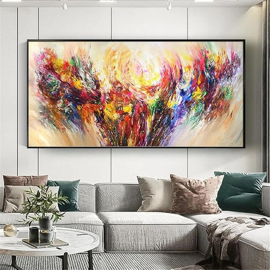 Canvas Wall Decor Art Prints Poster Modern Abstract Large Oil Paintings In Living Room Office Wall Decor Mural Gift Art 53x108cm(21"x43") with Black Frame