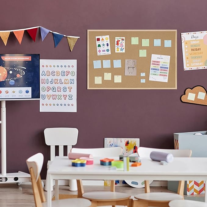 Cork Board 2Pack,36x24 Bulletin Board for Office with Pin Oak Wood Boards, Message Board or Vision Board.