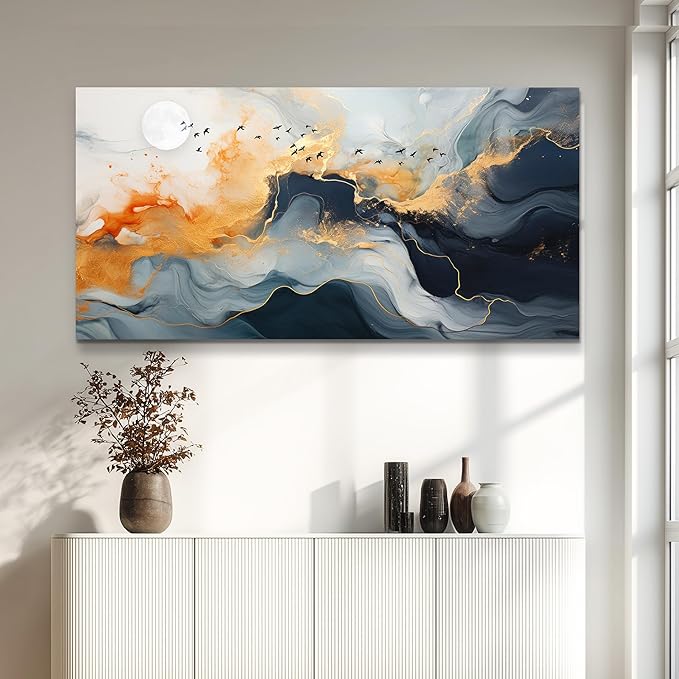 MHARTK66 Abstract Wall Art for Living Room, Large Canvas Prints Paintings Artwork for Walls, Minimalist Modern Bright Multicolor Colorful Pictures for Hallway Bedroom Office Home Wall Decor 24x48