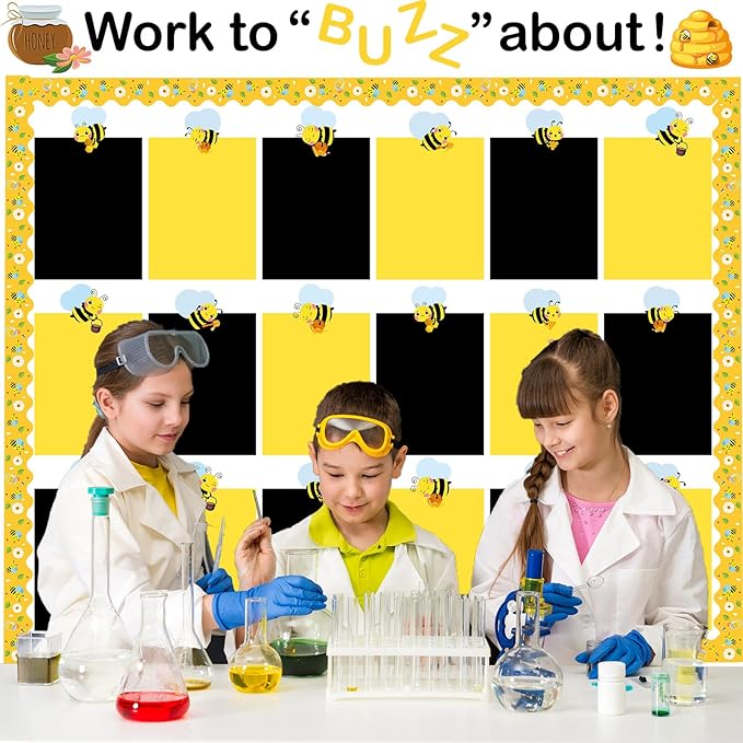 Bee Student Work Display Bulletin Board Set Sunflower Bulletin Board Decorations Bee Classroom Decor Honeybee Paper Cutouts Inspirational Student Wow Work Display for Chalkboard Back to School Supplie