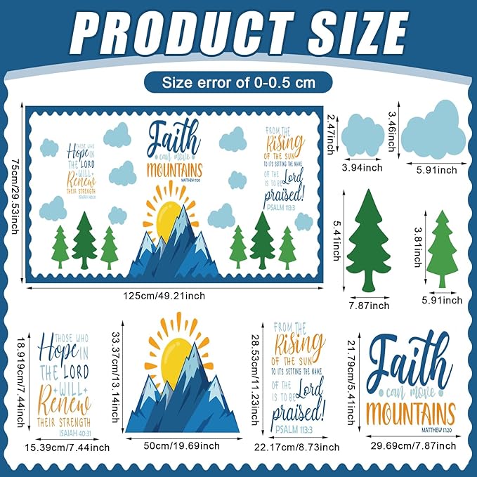 Faith Can Move Mountains Bulletin Board Decoration Religious Classroom Bulletin Board Faith Mountain Cutout for Sunday School Religious Classroom Home Wall Decor