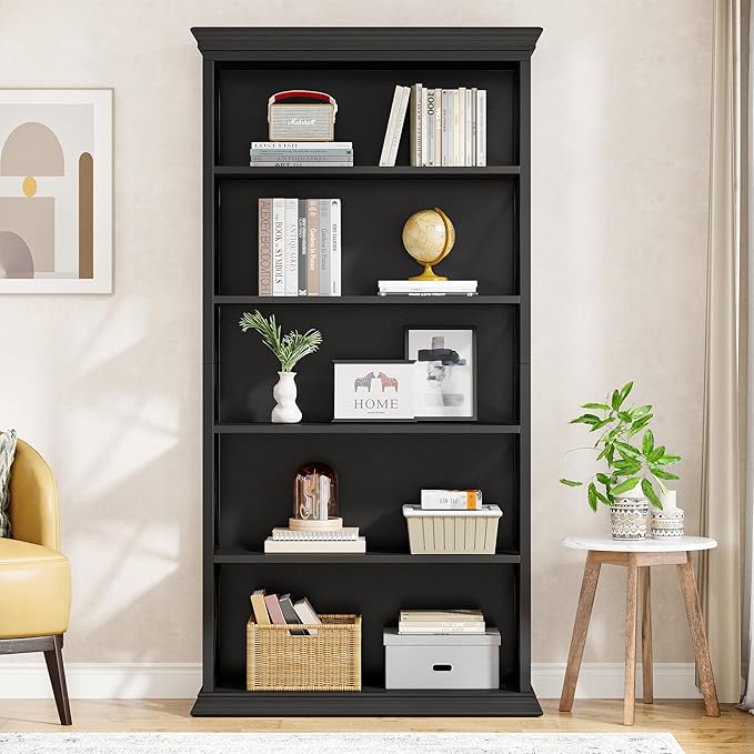 Tribesigns 6-Tier Bookcase Set of 2, 71 Inches Industrial Bookshelves and Bookcases, Floor Standing 5 Shelf Display Storage Shelves Tall Bookcase for Home Office, Living Room, Bed Room, Black