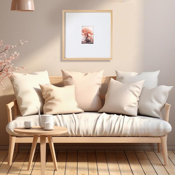 artisane home goods - Gallery Frame 1.0, Picture Frame, 18x18 White Oak, Gallery Wall Frame Set, Large Picture Frame, Oversized Mat (4x4, 4x6, and 5x7)