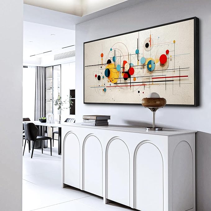 Wapluam Large Wall Decorations For Bedroom Black Framed Wall Art For Living Room Modern Office Wall Decor Color line Abstract Painting Mural Canvas Prints Pictures Hotel Artwork Home Decor