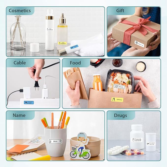 P21 Label Maker Machine with Tape, Bluetooth Label Printer Thermal Mini Label Makers with Built-in Cutter and Multiple Templates, Portable Printers for School, Office, Home Use-Dawn Yellow