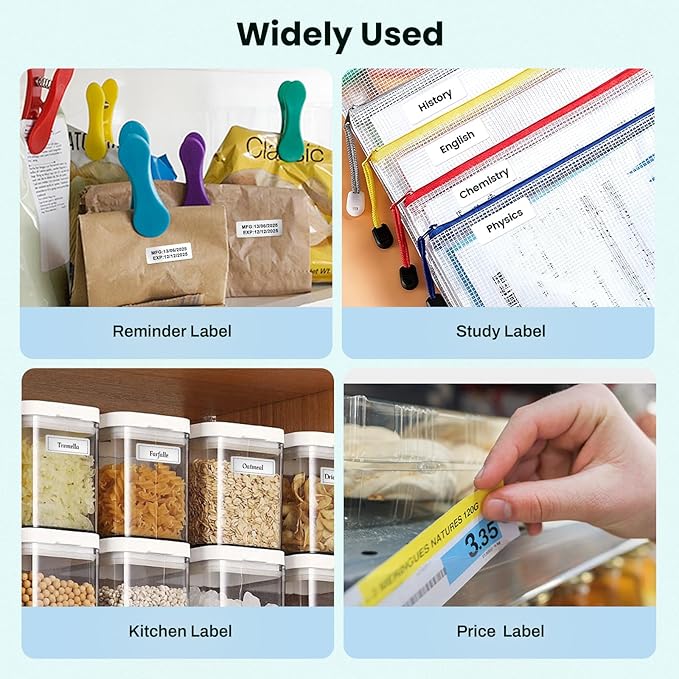 Mini Label Maker Machine with Tape, N12 Portable Bluetooth Label Printer, Thermal Sticker Labeler for Small Business, School, Home, Office(White)