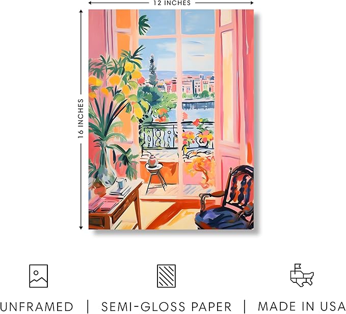 HAUS AND HUES Floral Art Wall Decor - Wildflowers Wall Art for Living Room, Floral Artwork for Bedroom Walls, Flower Painting for College Girls Dorm Room (Balcony, Unframed, 12x16)