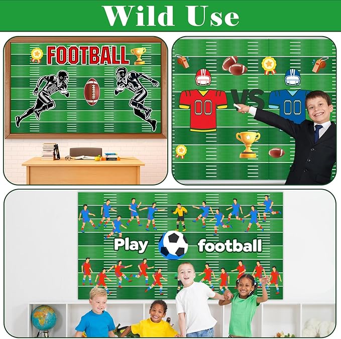 Football Bulletin Board Roll Reusable Waterproof Erasable Sport Theme Non-Woven Fabric Bulletin Board Fade Resistant Wrinkle Resistant Sports Poster for Classroom Decor Wrap Craft 15.55" x20ft