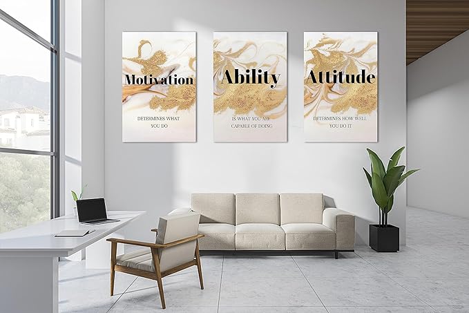 3 Piece Canvas Wall Art - Abstract Wall Decor, Motivational Quotes Canvas Print Pictures Wall Decor, Men Women Inspirational Framed Artwork Home Office Decor 24"x36" x 3 Pcs