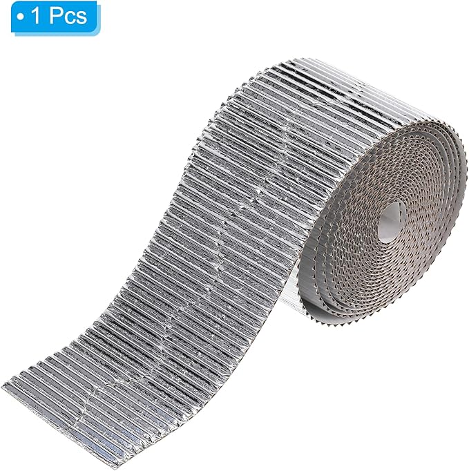 PATIKIL 3.9inch x 49.2ft Bulletin Board Border, Scalloped Trim Paper Corrugated Paper for Locker Classroom Decor Black White Cork Poster Boards, Silver