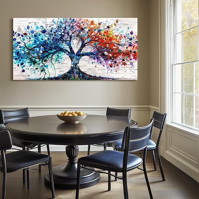 SERIMINO Tree of Life Large Wall Art for Living Room, Colorful Tree Abstract Graffiti Canvas Prints, Nature Botanical Spiritual Artwork for Walls, Modern Office Decorations, Bedroom Wall Decor 29"X57"
