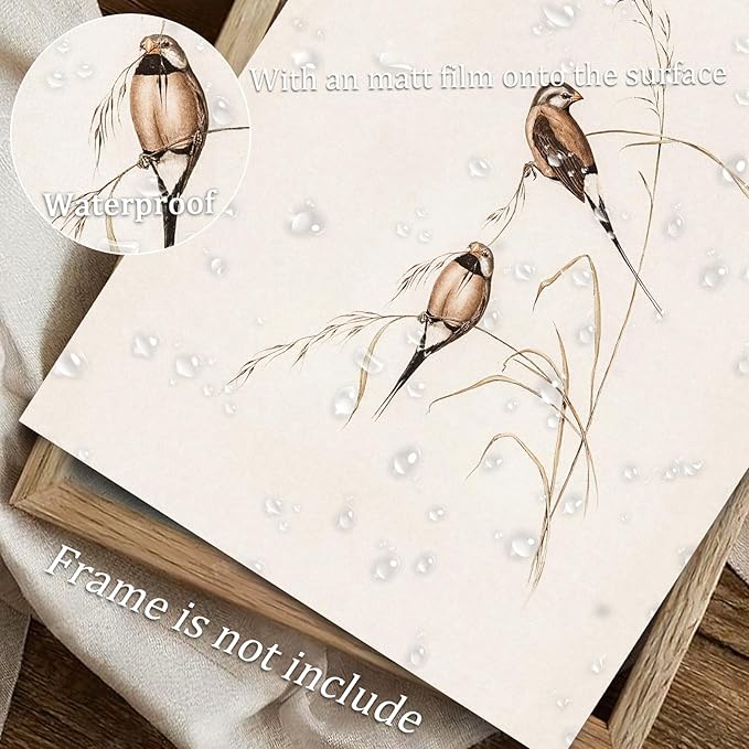 uniro Vintage Bird Wall Art Farmhouse Retro Pictures Canvas Sparrow Birds Poster Abstract Avian Wall Decor birds Themed Vintage Inspired bird Decor Modern Home Decor(8" x 10"-UNFRAMED)