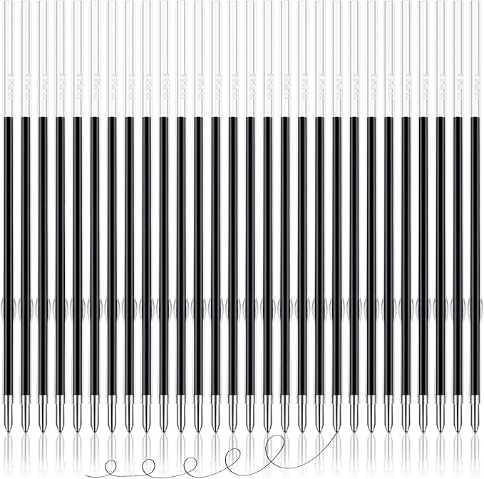 JANYUN 100 Pieces Ink Pen Refills Replaceable, 0.7mm Black Ballpoint Pen Refills 5.5 Inch in Length Black Ink Refills Smooth Writing Pen Refills for Journal Writing Office School Supplies