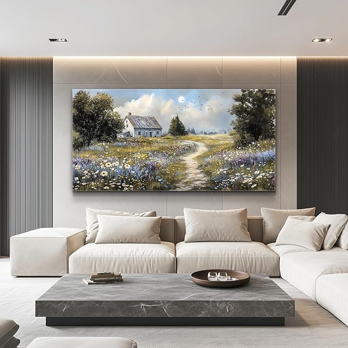 FUHAIHUA Large Wall Decor For Living Room Canvas Wall Art For Office Modern Wall Decorations For Bedroom Farmhouse Landscape Painting Countryside Pictures Artwork Room Home Decor 24x48 In