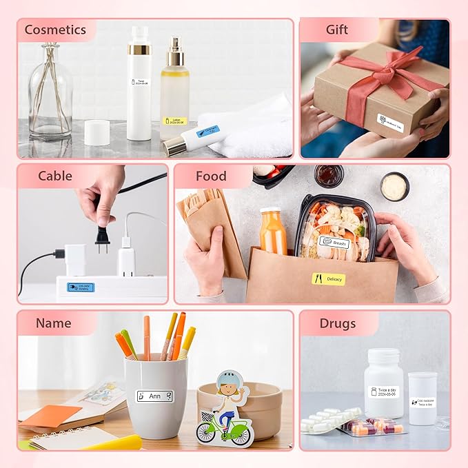 P21 Label Maker Machine with Tape, Bluetooth Label Printer Thermal Mini Label Makers with Built-in Cutter and Multiple Templates, Portable Printers for School, Office, Home Use-Purple