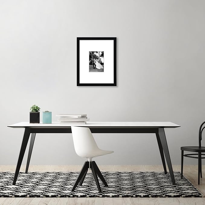Americanflat 11x14 Picture Frame with Shatter-Resistant Glass - Use as 5x7 Frame with Mat or Display 11x14 Photo Without Mat - Signature Collection - Picture Frames for Wall Display - Black