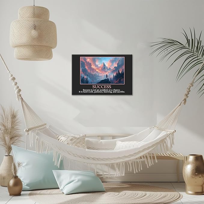 UZMKM - Office Wall Art, Motivational & Inspirational Quotes Canvas Wall Art for Home Office Wall Decor, Positive Quote Wall Decor, SUCCESS Words Poster Frame for Company Wall Decor 24x36 Inch