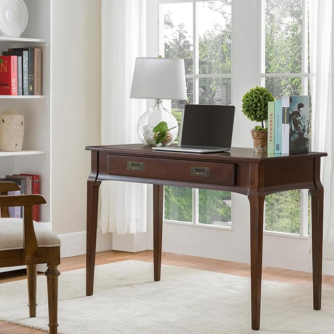 Leick Home Stratus Home Office Desk, Solid Wood, Drop-Front Keyboard Drawer, Easy Assembly, Writing Desk, Heartwood Cherry, 24.0 in. L x 42.0 in. W x 30.0 in. H, 22400