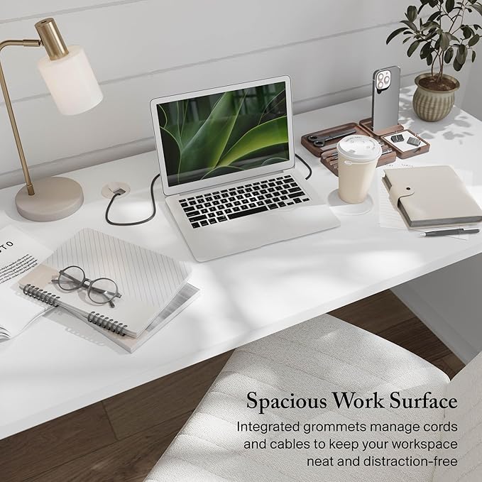 Bush Home 72-inch Home Office Desk with Drawers, Large Computer Table for Personal Workspace, Somerset Collection, White