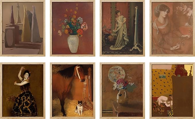 SIGNWIN Adhesive Canvas Poster Bathroom Decor, Wall Art Multicolor for Living Room, Bedroom, Office Sepia Botanical Flower Bouquet Dancers Classic Vintage Illustrations Bohemian - 12"x16"x 8