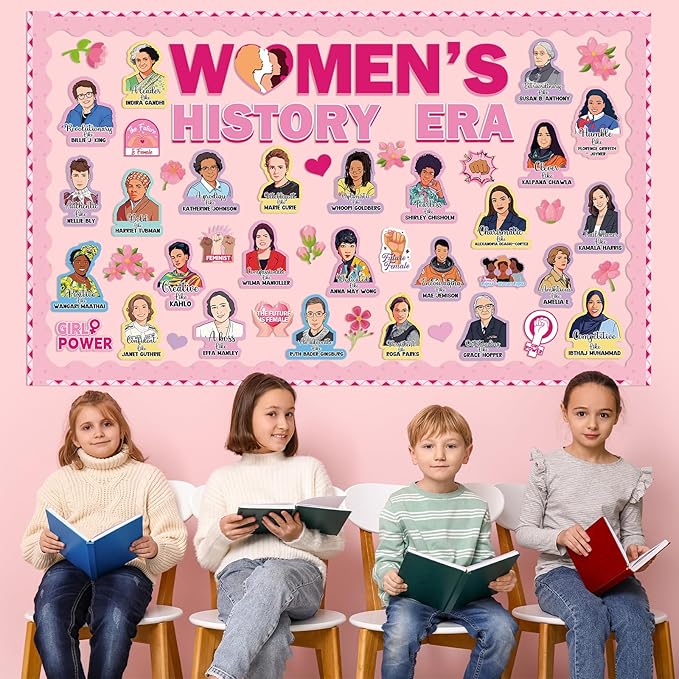 Women's History Month Bulletin Board Decorations Women's History Inspirational Positive Cutouts Motivational Famous Women Quotes Classroom Decor Supplies for Home School Classroom Wall Hallway Decor