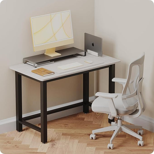 43" Home Office Desk Modern Computer Desk 43.3x23.6x29.5 inches PC Table with Thicken Frame Industrial Style Sturdy Metal Frame Furniture for Writing Gaming Grey Oak+Black