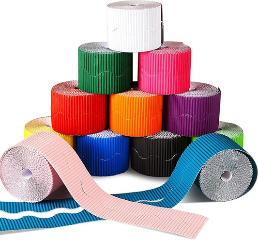 Harloon 12 Rolls 600 ft Scalloped Bulletin Board Borders Decorative Classroom Bulletin Board Trim Poster Decor for Teacher Students White Cork Wall Locker