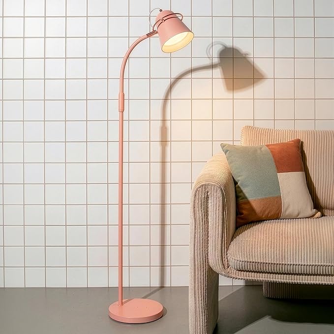 Brightech Zoey LED Floor Lamp - Flexible, Bright Standing Task Light for Puzzles, Crafting, Sewing and Reading - Perfect Dimmable Lighting for Kids Bedrooms, Desks, Nurseries, & Offices - Pastel Pink